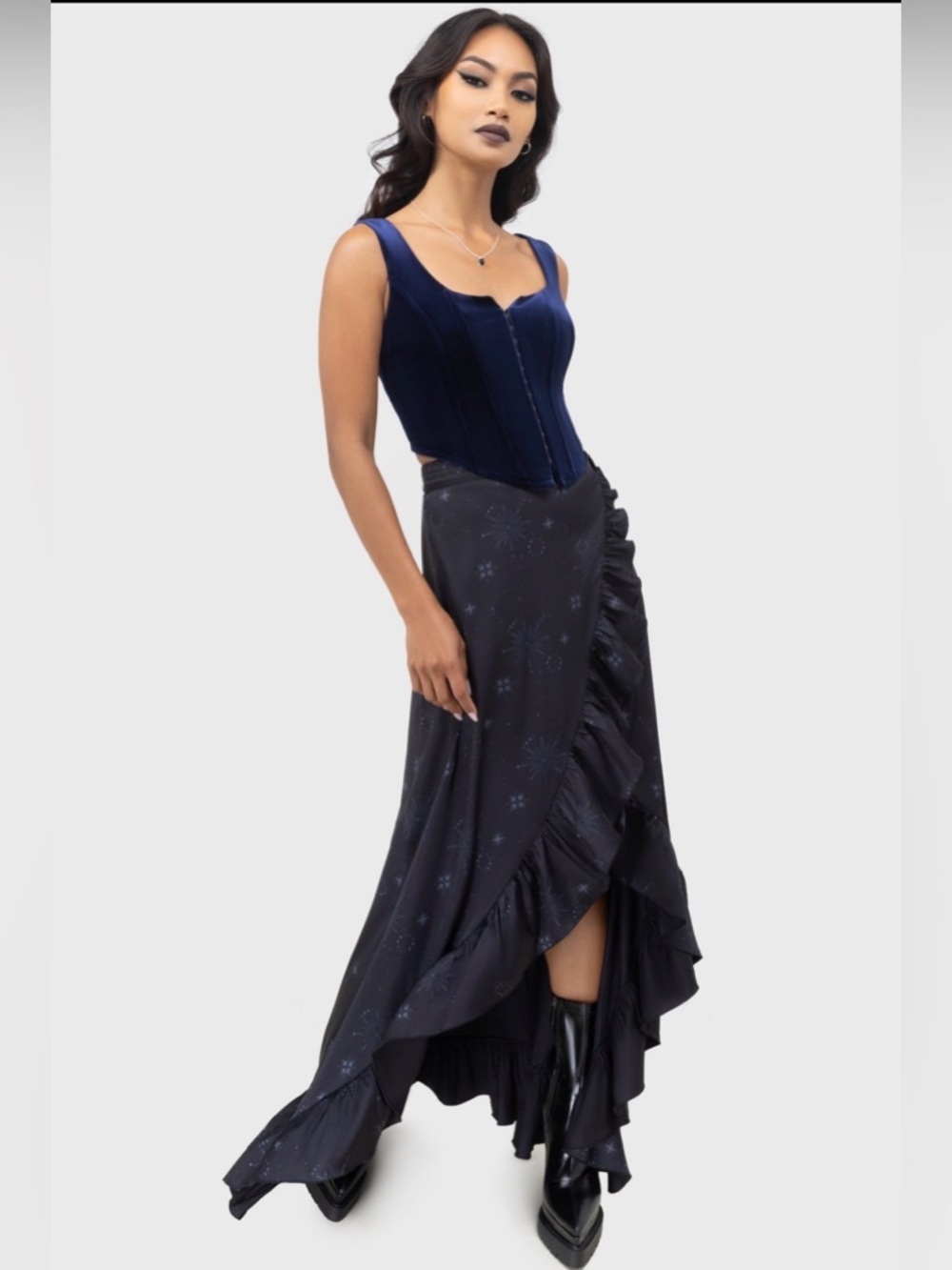 Killstar Starveil Maxi Skirt Celestial Ruffle Small - Picture 4 of 9